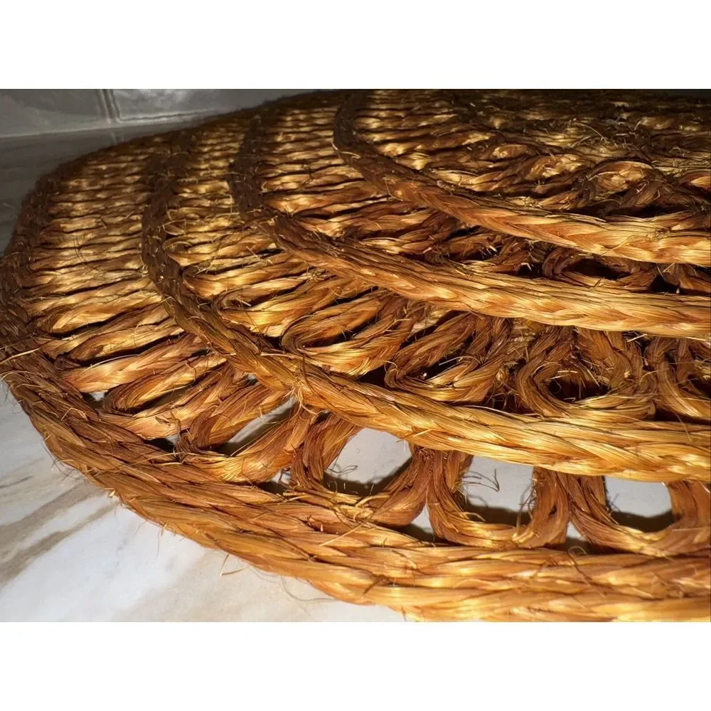 Vintage Natural Woven  Boho Oval Placemats Lot‎ Of 4